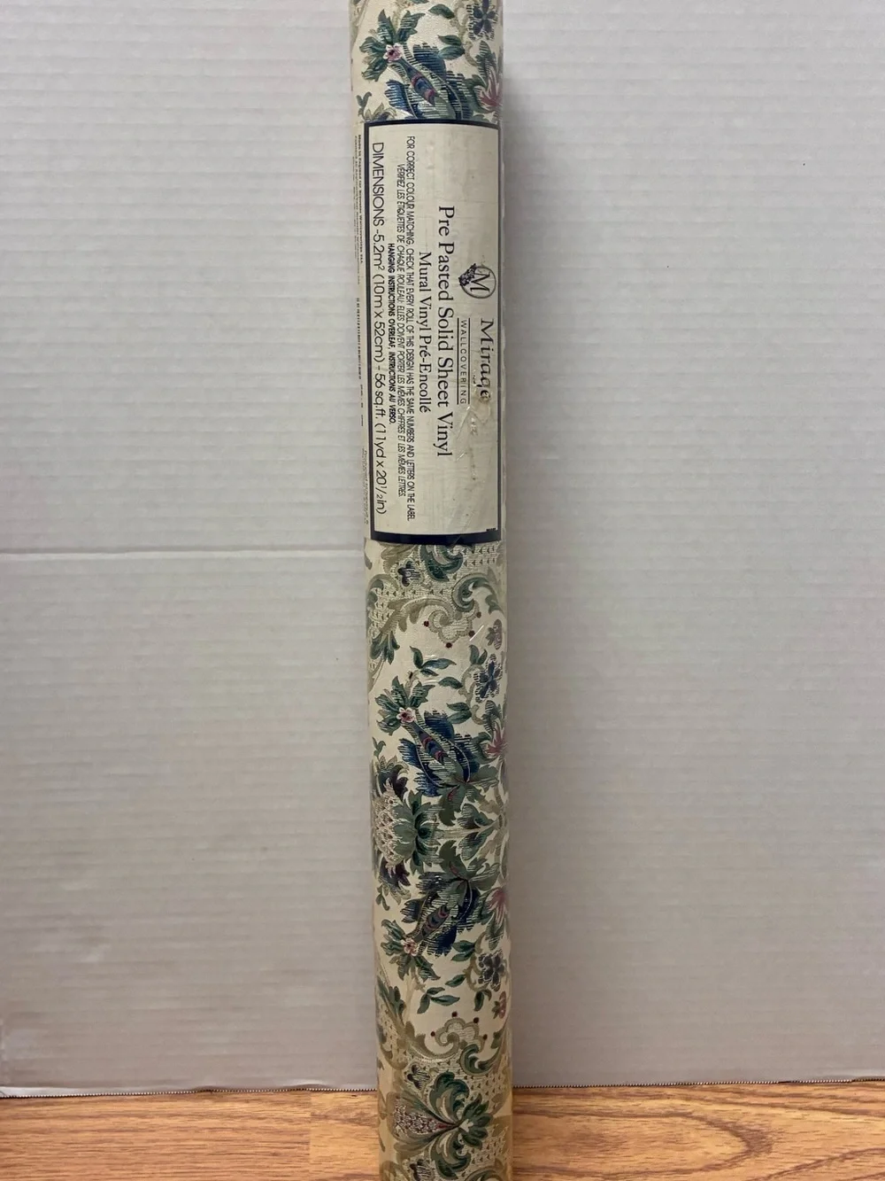 Mirage Mural Vinyl Pre Pasted Solid Sheet Wallpaper Shiny Floral 56 Sq Ft 11 yd